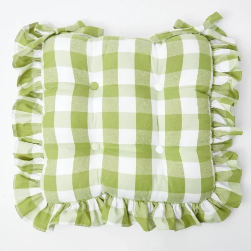 Cushions<Mrs. Alice Green Gingham Ruffle Seat Pad Cushion