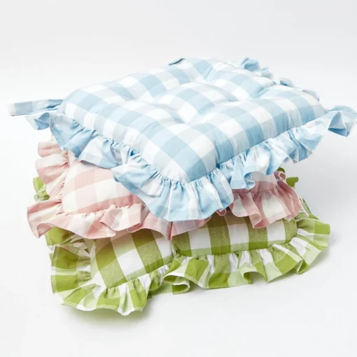 Cushions<Mrs. Alice Green Gingham Ruffle Seat Pad Cushion