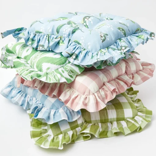 Cushions<Mrs. Alice Green Gingham Ruffle Seat Pad Cushion