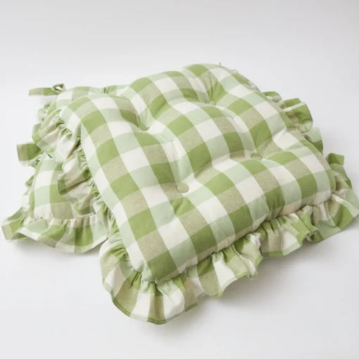 Cushions<Mrs. Alice Green Gingham Ruffle Seat Pad Cushion