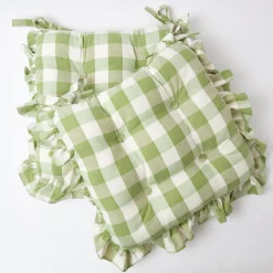 Cushions<Mrs. Alice Green Gingham Ruffle Seat Pad Cushion