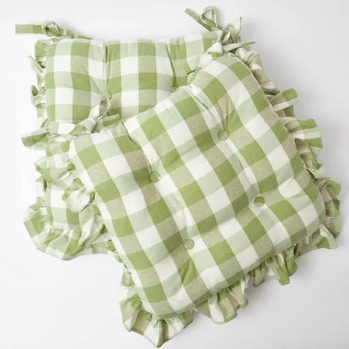 Cushions<Mrs. Alice Green Gingham Ruffle Seat Pad Cushion