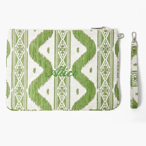 Mrs. Alice Tote Bags | Mrs. Alice Monogram<Mrs. Alice Green Ikat Pochette