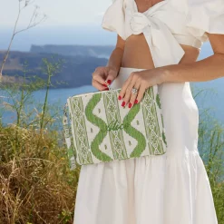 Mrs. Alice Tote Bags | Mrs. Alice Monogram<Mrs. Alice Green Ikat Pochette