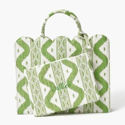 Mrs. Alice Tote Bags | Mrs. Alice Monogram<Mrs. Alice Green Ikat Pochette