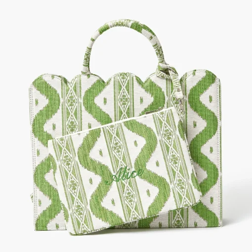 Mrs. Alice Tote Bags | Mrs. Alice Monogram<Mrs. Alice Green Ikat Pochette
