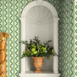 Serena Fresson Wallpapers<Mrs. Alice Green Ikat Stripe Wallpaper