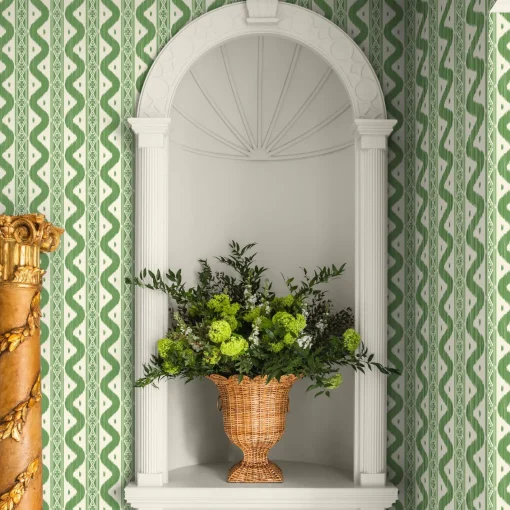 Serena Fresson Wallpapers<Mrs. Alice Green Ikat Stripe Wallpaper