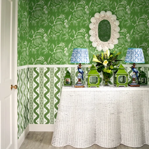Serena Fresson Wallpapers<Mrs. Alice Green Ikat Stripe Wallpaper