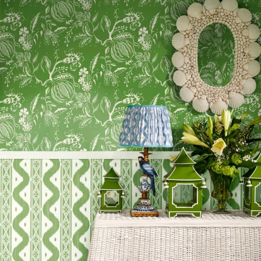 Serena Fresson Wallpapers<Mrs. Alice Green Ikat Stripe Wallpaper
