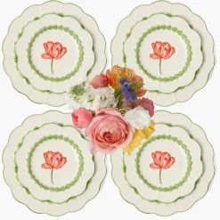 Summer Crockery | Crockery Sets<Mrs. Alice Green Laurel Tulip Dinner & Starter Plates (Set of 8)