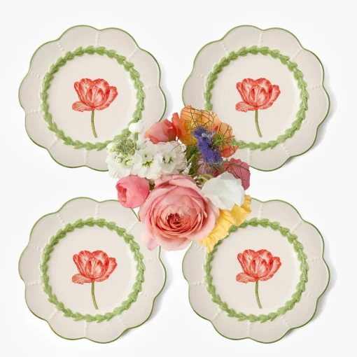 Summer Crockery | Starter Plates<Mrs. Alice Green Laurel Tulip Starter Plates (Set of 4)