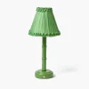 Rechargeable Table Lamps<Mrs. Alice Green Leonora Lacquer Rechargeable Lamp with Green Frilled Silk Shade (18cm)