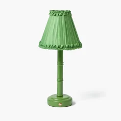 Rechargeable Table Lamps<Mrs. Alice Green Leonora Lacquer Rechargeable Lamp with Green Frilled Silk Shade (18cm)