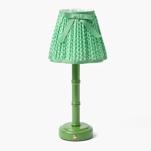 Rechargeable Table Lamps | For The Millenial<Mrs. Alice Green Leonora Lacquer Rechargeable Lamp with Green Lotus Bow Shade (18cm)