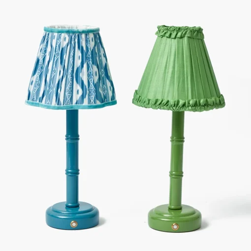 Rechargeable Table Lamps<Mrs. Alice Green Leonora Lacquer Rechargeable Lamp with Green Frilled Silk Shade (18cm)