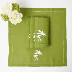 Summer Table Linen | Napkins<Mrs. Alice Green Linen Palm Tree Napkins (Set of 4)