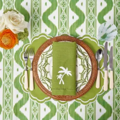 Summer Table Linen | Napkins<Mrs. Alice Green Linen Palm Tree Napkins (Set of 4)