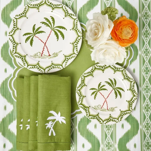Summer Table Linen | Napkins<Mrs. Alice Green Linen Palm Tree Napkins (Set of 4)