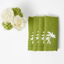 Summer Table Linen | Napkins<Mrs. Alice Green Linen Palm Tree Napkins (Set of 4)