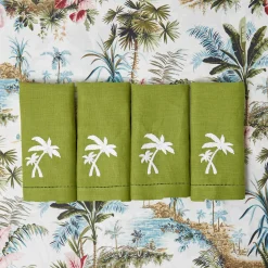Summer Table Linen | Napkins<Mrs. Alice Green Linen Palm Tree Napkins (Set of 4)