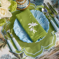 Summer Table Linen | Napkins<Mrs. Alice Green Linen Palm Tree Napkins (Set of 4)