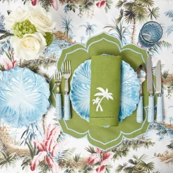 Summer Table Linen | Napkins<Mrs. Alice Green Linen Palm Tree Napkins (Set of 4)