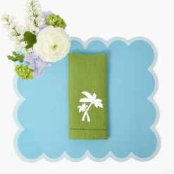Summer Table Linen | Napkins<Mrs. Alice Green Linen Palm Tree Napkins (Set of 4)