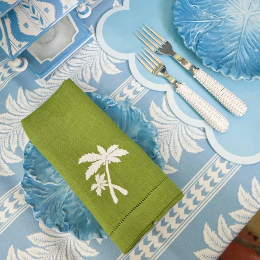 Summer Table Linen | Napkins<Mrs. Alice Green Linen Palm Tree Napkins (Set of 4)