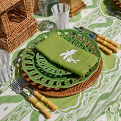 Summer Table Linen | Napkins<Mrs. Alice Green Linen Palm Tree Napkins (Set of 4)
