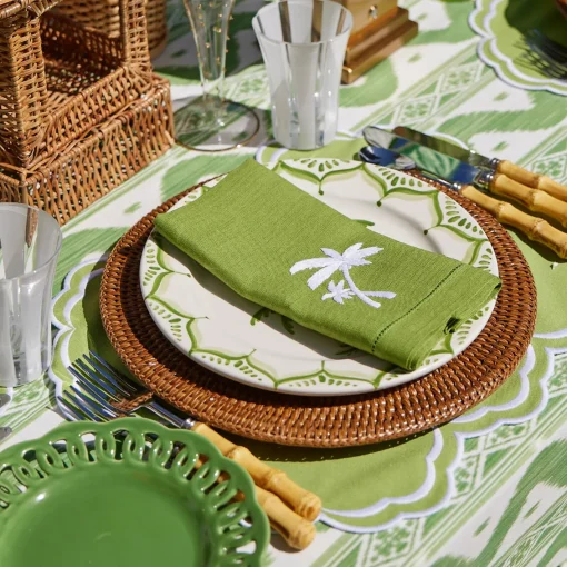 Summer Table Linen | Napkins<Mrs. Alice Green Linen Palm Tree Napkins (Set of 4)