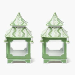 Summer Candleware | Year-round Decorations<Mrs. Alice Green Mini Ikat Pagoda Lanterns (Pair)