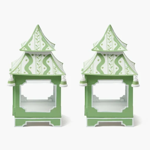 Summer Candleware | Year-round Decorations<Mrs. Alice Green Mini Ikat Pagoda Lanterns (Pair)
