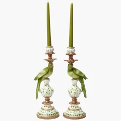 Summer Candleware | Candle Holders<Mrs. Alice Green Parrot Candle Holder (Pair)