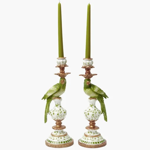 Summer Candleware | Candle Holders<Mrs. Alice Green Parrot Candle Holder (Pair)