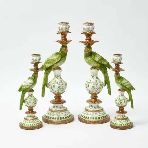 Summer Candleware | Candle Holders<Mrs. Alice Green Parrot Candle Holder (Pair)