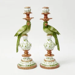 Summer Candleware | Candle Holders<Mrs. Alice Green Parrot Candle Holder (Pair)
