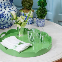 Trays | For Her<Mrs. Alice Green Scalloped Lacquer Round Tray