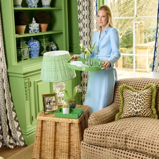 Trays | For Her<Mrs. Alice Green Scalloped Lacquer Round Tray