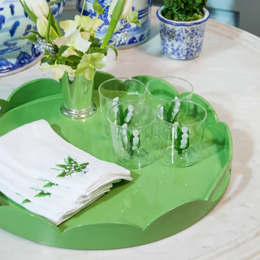 Trays | For Her<Mrs. Alice Green Scalloped Lacquer Round Tray
