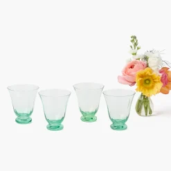 Summer Glassware | Glasses<Mrs. Alice Green Tulip Water Glasses (Set of 4)