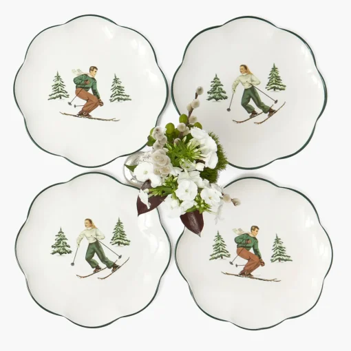 Starter Plates | Crockery Sets<Mrs. Alice Heidi & Hans Skier Starter Plates (Set of 4)