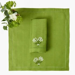 Napkins | For Her<Mrs. Alice Hydrangea Green Linen Napkins (Set of 4)