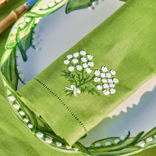 Napkins | For Her<Mrs. Alice Hydrangea Green Linen Napkins (Set of 4)