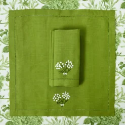 Napkins | For Her<Mrs. Alice Hydrangea Green Linen Napkins (Set of 4)