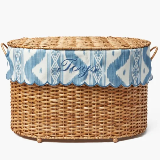 For The Hostess | For The Rattan Lover<Mrs. Alice Isabella Rattan Basket with Ikat Liner (Medium)