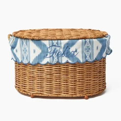 For The Hostess | For The Rattan Lover<Mrs. Alice Isabella Rattan Basket with Ikat Liner (Small)