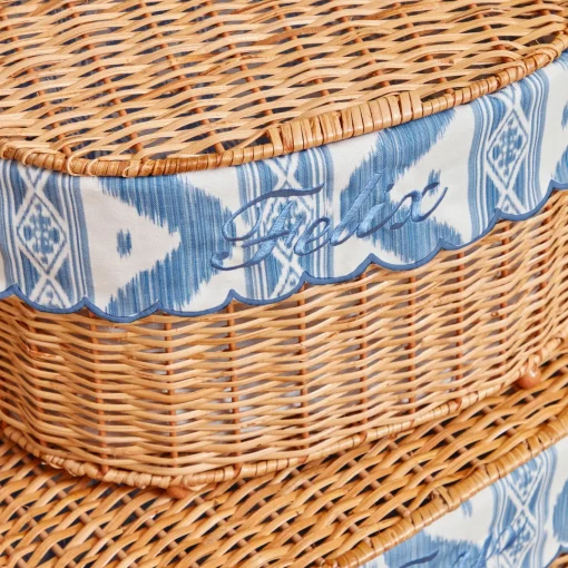 For The Hostess | For The Rattan Lover<Mrs. Alice Isabella Rattan Basket with Ikat Liner (Small)
