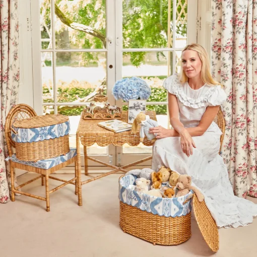 For The Hostess | For The Rattan Lover<Mrs. Alice Isabella Rattan Basket with Ikat Liner (Medium)