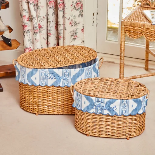 For The Hostess | For The Rattan Lover<Mrs. Alice Isabella Rattan Basket with Ikat Liner (Medium)